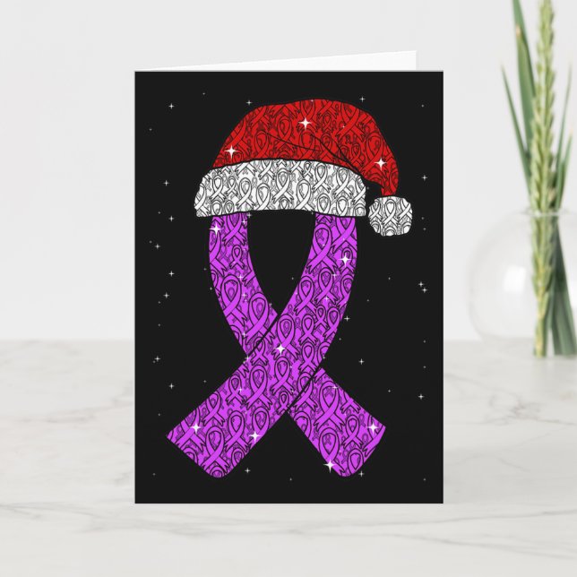 Epilepsy Christmas Hat Purple Awareness Ribbon Sei Kort (Framsida)