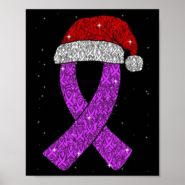 Epilepsy Christmas Hat Purple Awareness Ribbon Sei Poster (Framsidan)