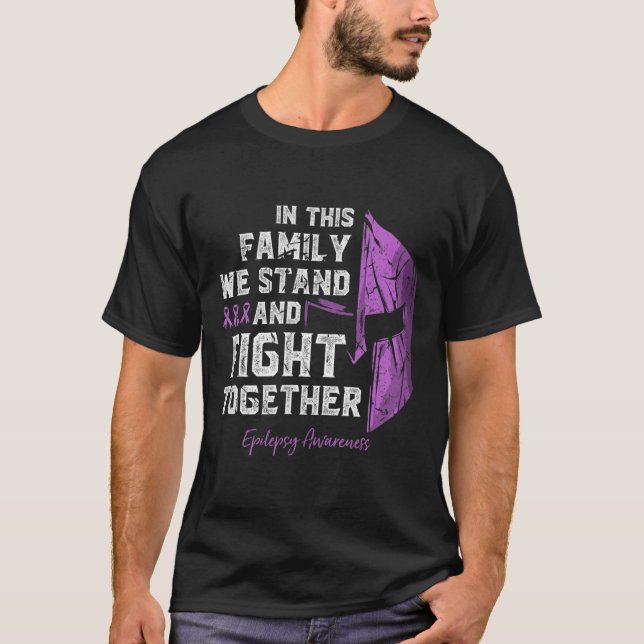 Epilepsy Family Support Awareness Spartan Warrior  T Shirt (Framsida)