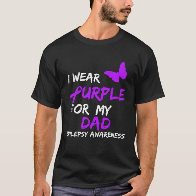 Epilepsy I Wear Purple For My Dad Ribbon T Shirt (Framsida)