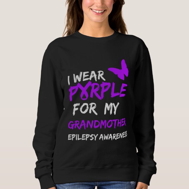 Epilepsy I Wear Purple For My Grandmother Ribbon T Shirt (Framsida)