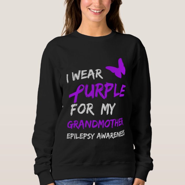 Epilepsy I Wear Purple For My Grandmother Ribbon T Shirt (Framsida)