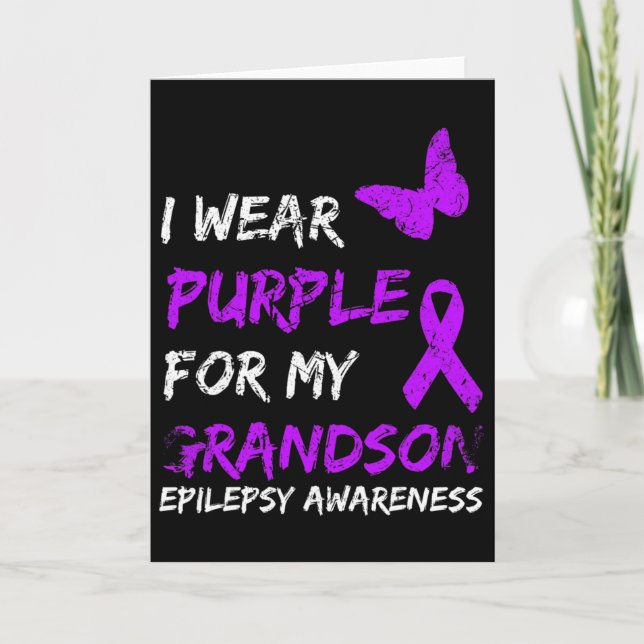 Epilepsy I Wear Purple For My Grandson Ribbon  Kort (Framsida)
