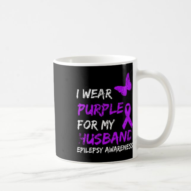 Epilepsy I Wear Purple For My Husbynd Ribbon  Kaffemugg (Höger)