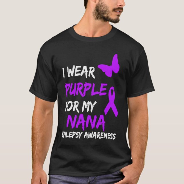 Epilepsy I Wear Purple For My Nana Ribbon T Shirt (Framsida)