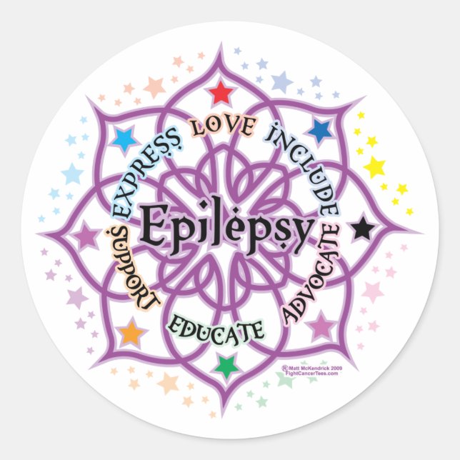 Epilepsy Lotus Runt Klistermärke (Framsida)