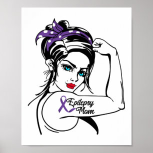 Epilepsy Mamma Awareness Rosie Riveter Ribbon Poster