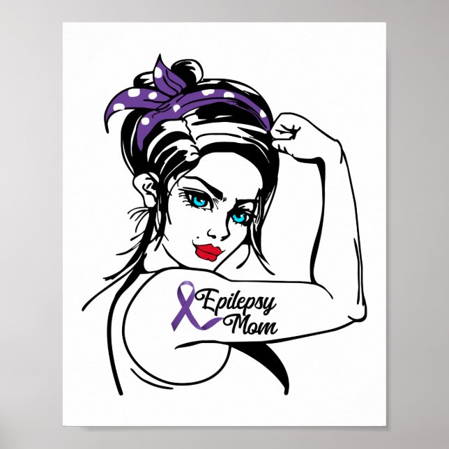 Epilepsy Mamma Awareness Rosie Riveter Ribbon Poster (Framsidan)
