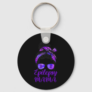 Epilepsy Mamma Messy Bun Hair Gles Bandana Lila R Nyckelring