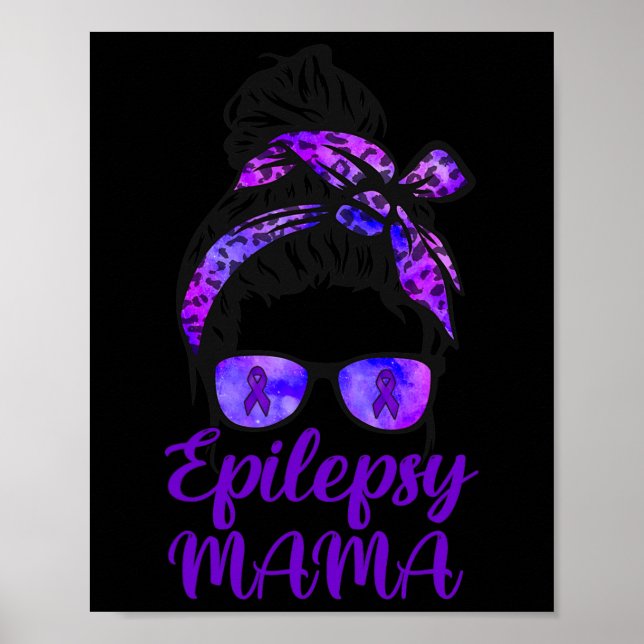 Epilepsy Mamma Messy Bun Hair Gles Bandana Lila R Poster (Framsidan)