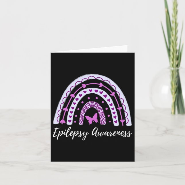 Epilepsy Medvetenhet Boho Regnbåge  Kort (Framsida)