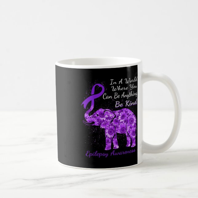 Epilepsy Medvetenhet Solros Elefant Var Snäll  Kaffemugg (Höger)
