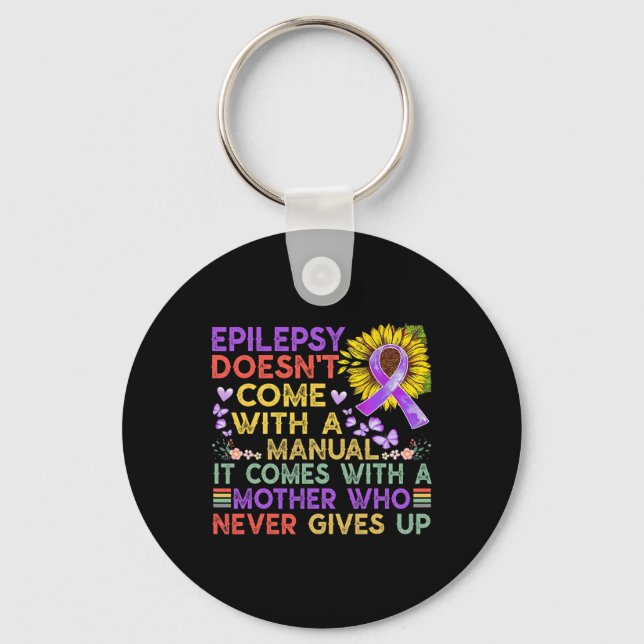 Epilepsy Medvetenhet Solros Warrior Lila Vintag Nyckelring (Framsida)
