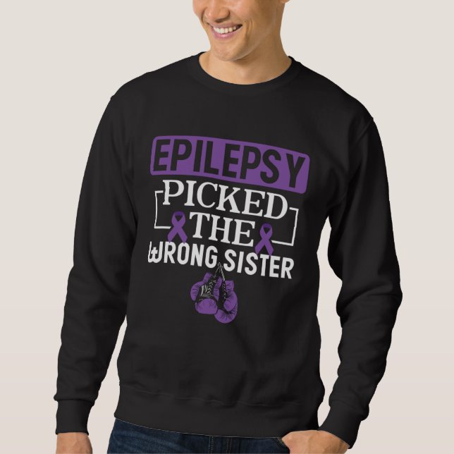 Epilepsy Picked The Wrong Sister Purple Ribbon Epi Lång Ärmad Tröja (Framsida)
