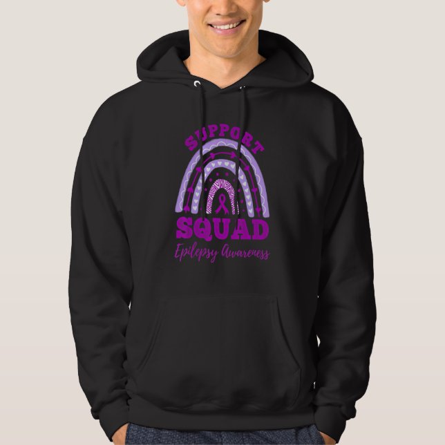 Epilepsy Support Squad Epilepsi Medvetenhet Regnbå Hoodie (Framsida)