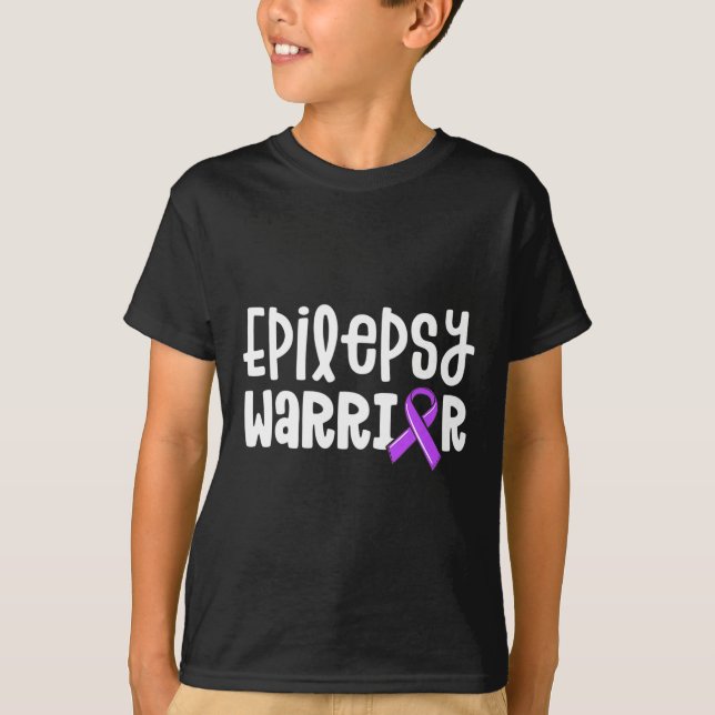 Epilepsy Warrior Kids Lila Ribbon Awareness Wom T Shirt (Framsida)