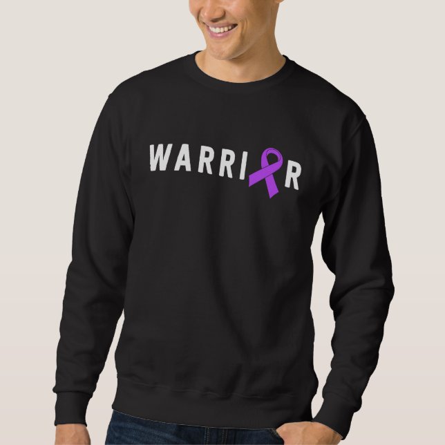 Epilepsy Warrior Men Dad Father Purple Ribbon Awar Lång Ärmad Tröja (Framsida)
