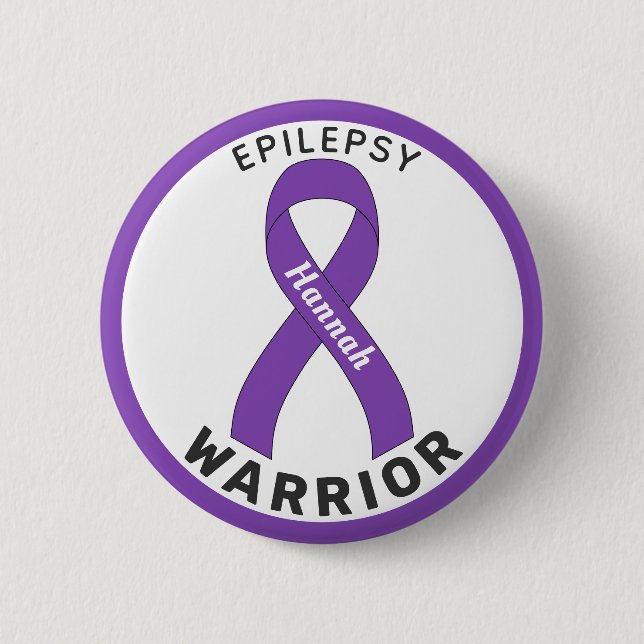 Epilepsy Warrior Ribbon White Button Knapp (Framsida)