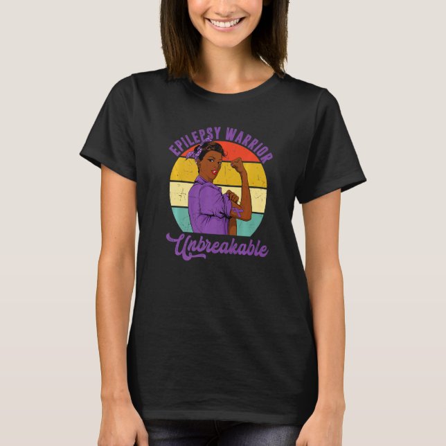 Epilepsy Warrior Unbreakable Melanin Women Girls S T Shirt (Framsida)