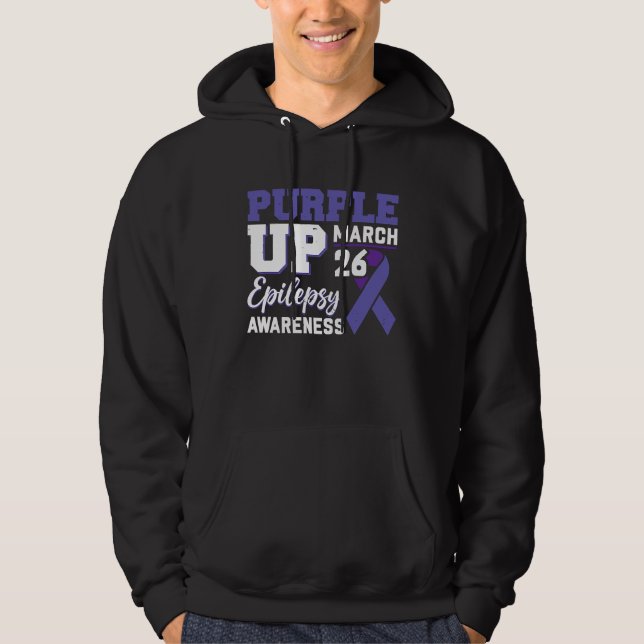 Epileptic Warrior & Purple Ribbon Epilepsy Awarene Hoodie (Framsida)