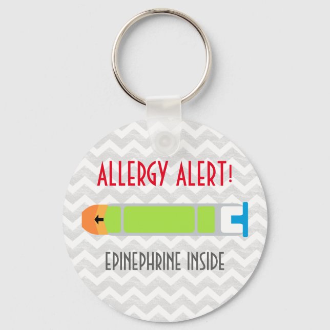 Epinephrine Medicine Kids Personlig Allergi Nyckelring (Framsida)