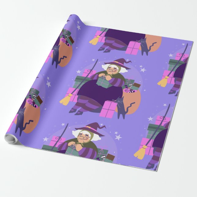 Epiphany christmas witch anana svart katt presentpapper (Utrullad)