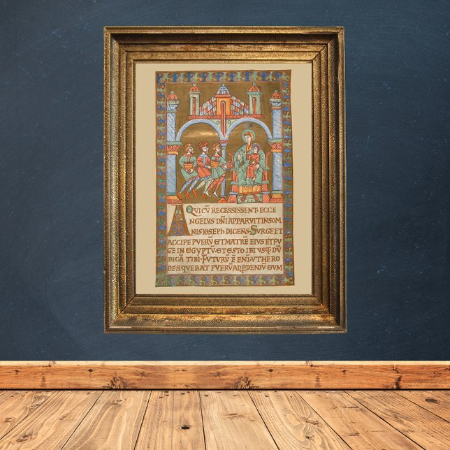 Epiphany Three Kung jul Medieval Manuscript Poster (Epiphany Three Kings -Christmas Catholic Christian Medieval Manuscript Poster)