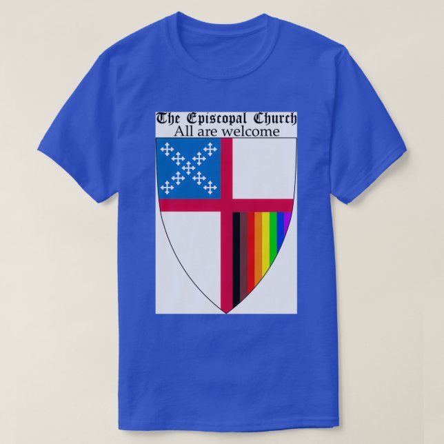 Episcopal Church Shield med 8 Färg Rainbow Pri T Shirt (Design framsida)
