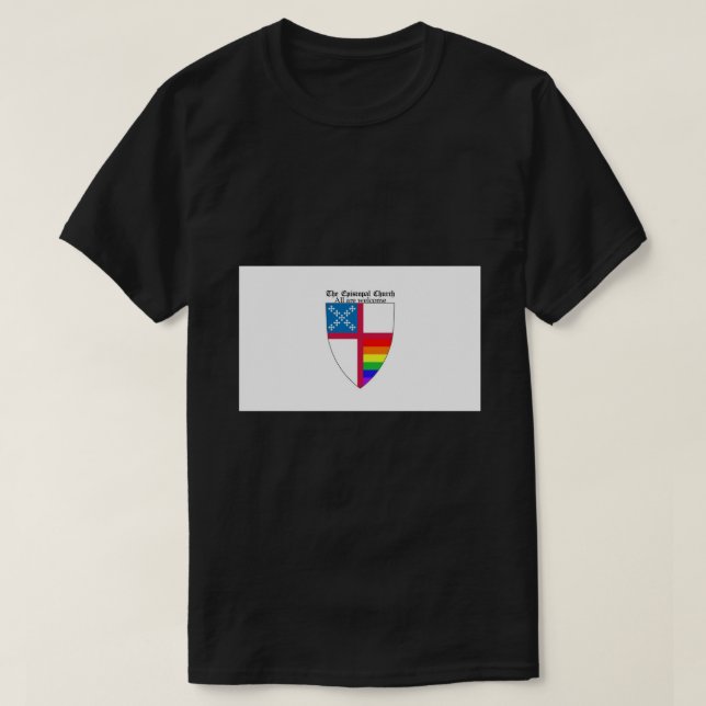 Episcopal Church Shield med Rainbow Pride Horizon T Shirt (Design framsida)