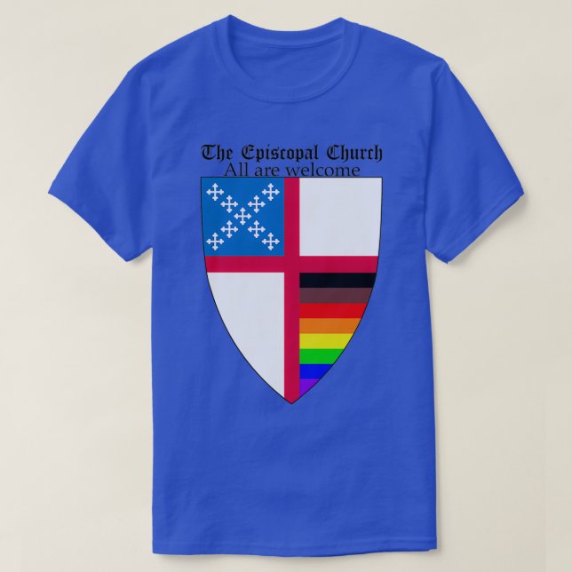 Episcopal Church Shield with 8 Colours Rainbow Pri T Shirt (Design framsida)