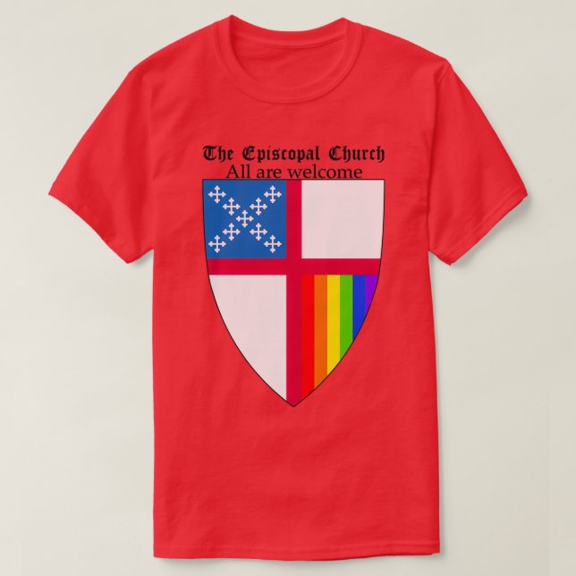 Episcopal Church Shield with Rainbow Pride Vertica T Shirt (Design framsida)