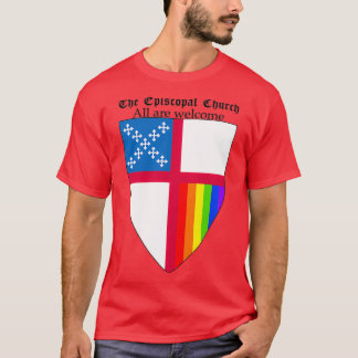 Episcopal Church Shield with Rainbow Pride Vertica T Shirt