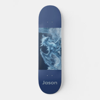 Episk 3D Blå Isdrake Mini Skateboard Bräda 18,5 Cm