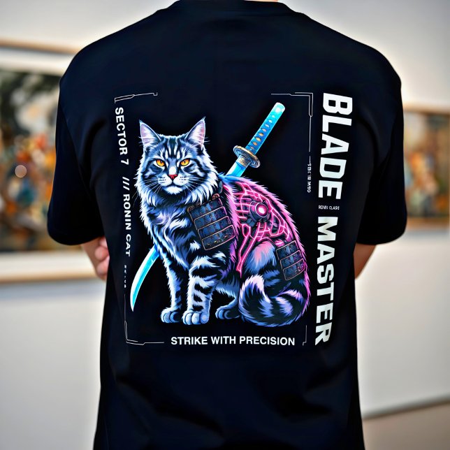 Episk Cyberpunk Samuraj Katt Gåva För Anime Fans T Shirt (Skapare uppladdad)
