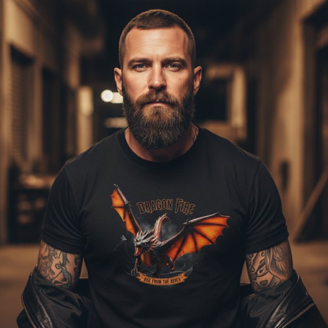 Episk Eld-drake "Stig Ur Askan" Fantasy T Shirt (Skapare uppladdad)
