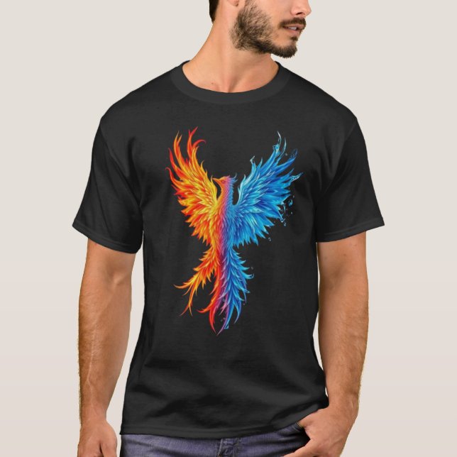 Episk Eld och Is Fenix Fantasy T Shirt (Framsida)