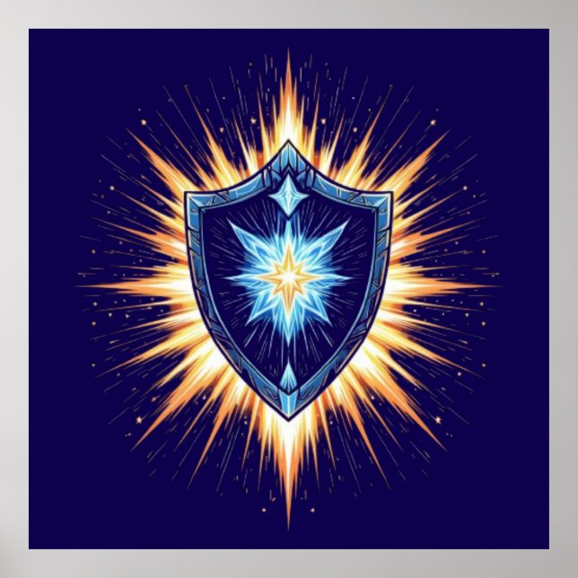 Episk fantasiskild med strålande energistöt – Ma Poster (Framsidan)