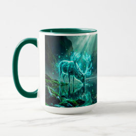 Episk Fantasy Lysande Hjort Andlig Bergssjö Mugg