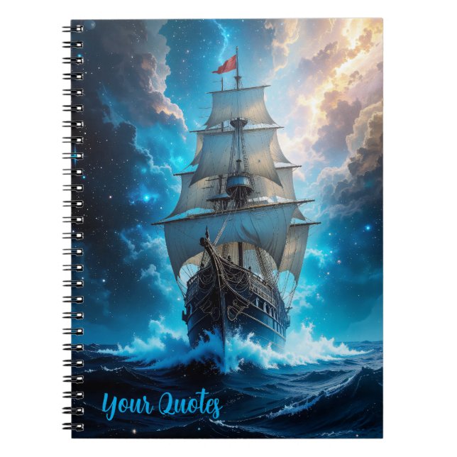 Episk Fantasy Segelfartyg Storm Ocean Anteckningsbok (Framsidan)