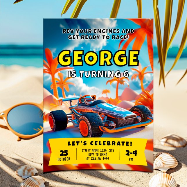 Episk Födelsedags-racingbil-äventyr Inbjudningar (Skapare uppladdad)