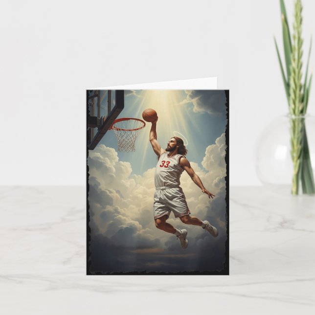 Episk Gudomlig Dunkning Jesus På Den Heliga Basket Kort (Framsida)