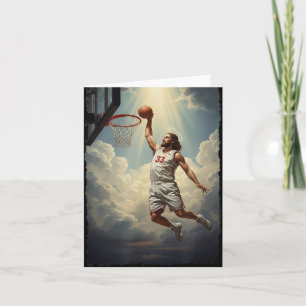 Episk Gudomlig Dunkning Jesus På Den Heliga Basket Kort