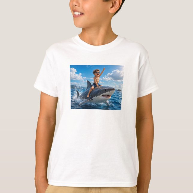 Episk hajriddare havsäventyr barn t-shirt (Framsida)
