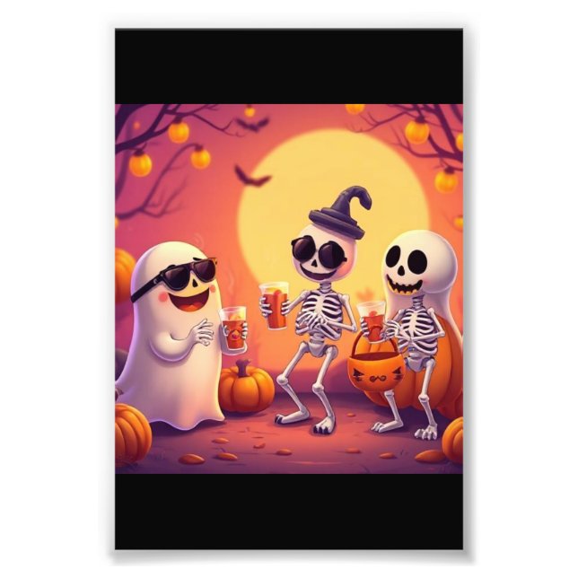 Episk Halloween – söta spöken, pumpor & skelett Fototryck (Framsidan)