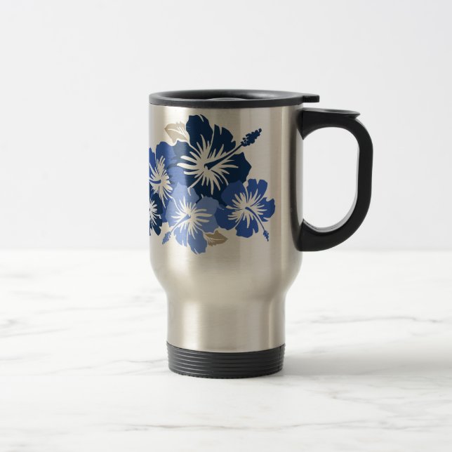 "Episk hibiskus" i blåtttravel mug Resemugg (Höger)