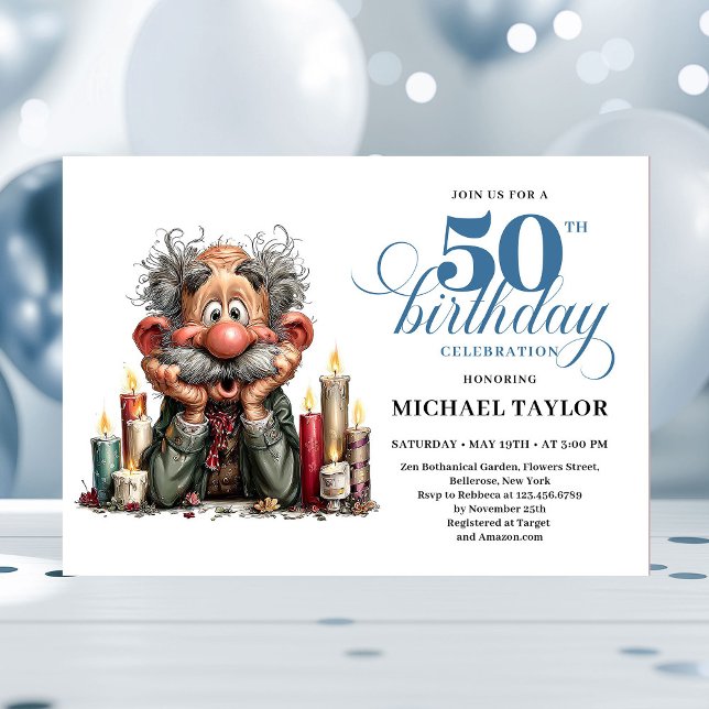 Episk humor för honom 50-års födelsedagsfest inbju inbjudningar (Epic Humor For Him 50th Birthday Bash Invitation)