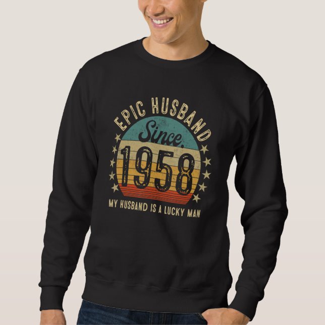 Episk Make Sedan 1958 65-års Bröllopsjubileum Lång Ärmad Tröja (Framsida)
