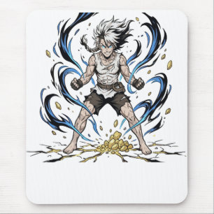 Episk Manga Krigare Kraft Uppvaknande Illustration Musmatta