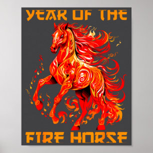 Episk månhäst brand år ja ny kinesisk glad poster