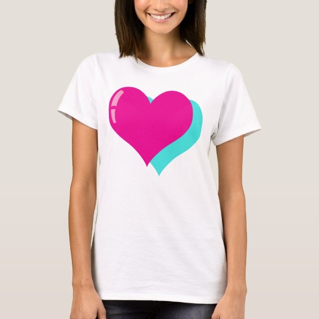 Episk Neon Retro Vaporwave Hjärt Design T Shirt (Framsida)